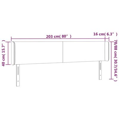 vidaXL Testiera ad Orecchio Grigio Scuro 203x16x78/88 cm in Tessuto