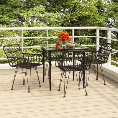 vidaXL Set da Pranzo da Giardino 5 pz Nero in Polyrattan