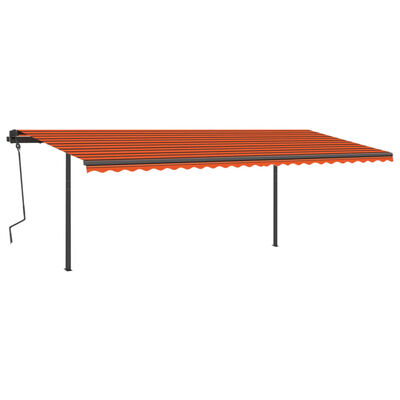 vidaXL Tenda da Sole Retrattile Manuale con LED 6x3 m Arancio Marrone