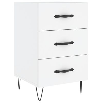 vidaXL Comodino Bianco 40x40x66 cm in Legno Multistrato