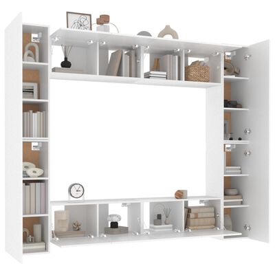 vidaXL Set Mobili Porta TV 8pz Bianco in Legno Multistrato