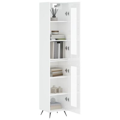 vidaXL Credenza 34,5x34x180 cm in Legno Multistrato Bianco Lucido