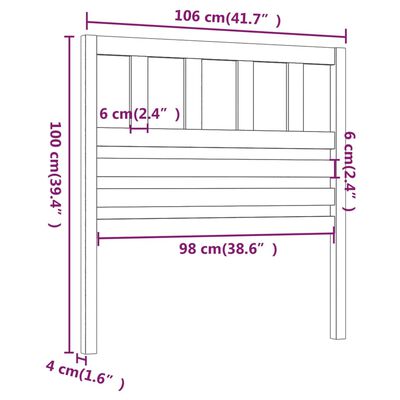 vidaXL Testiera per Letto Grigia 106x4x100cm in Legno Massello di Pino