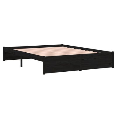 vidaXL Giroletto Nero in Legno Massello 135x190 cm Double