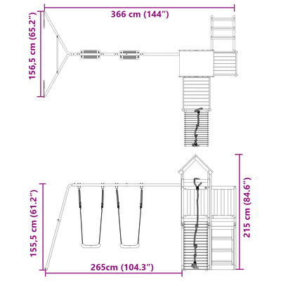 vidaXL Set da Gioco da Esterno in Legno Massello di Pino