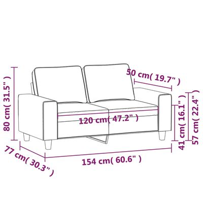 vidaXL Divano a 2 Posti Grigio Scuro 120 cm in Tessuto