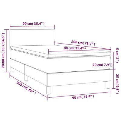 vidaXL Giroletto a Molle con Materasso Grigio Chiaro 90x200 cm Tessuto