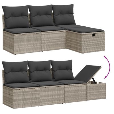 vidaXL Set Divano da Giardino 8pz con Cuscini Grigio Chiaro Polyrattan