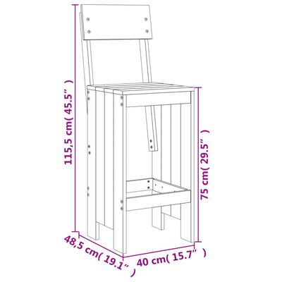 vidaXL Sgabelli da Bar 2 pz 40x48,5x115,5 cm Legno Massello di Douglas