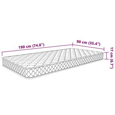 vidaXL Materasso Viscoelastico Bianco 90x190x17 cm