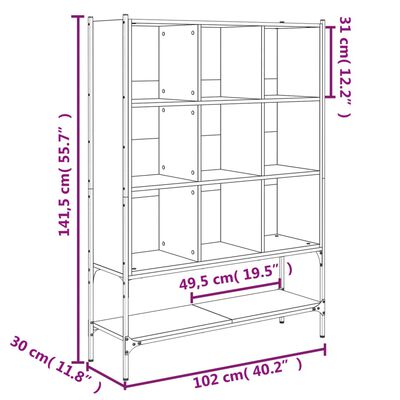 vidaXL Libreria Rovere Fumo 102x30x141,5 cm in Legno Multistrato