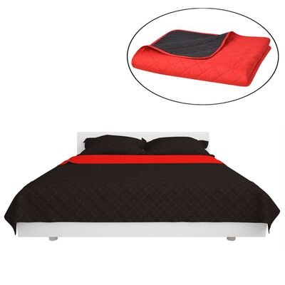 vidaXL Copriletto Double-Face Trapuntato Rosso e Nero 170x210 cm