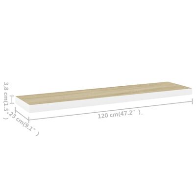 vidaXL Scaffali a Parete 4 pz Rovere e Bianco 120x23,5x3,8 cm in MDF