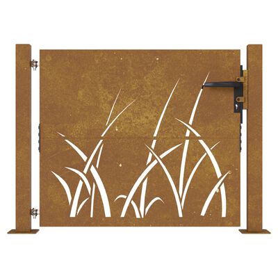 vidaXL Cancello da Giardino 105x105 cm in Acciaio Corten Design Erba