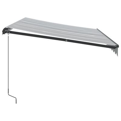 vidaXL Tenda da Sole Retrattile Manuale Antracite e Bianco 350x250 cm