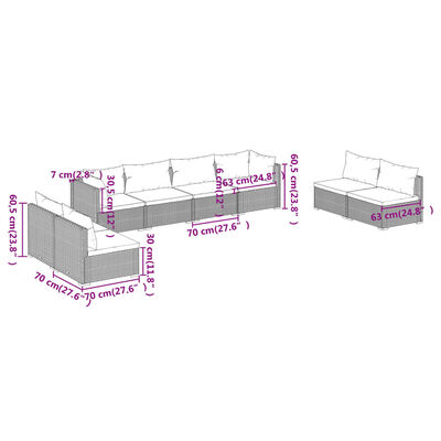 vidaXL Set Salotto da Giardino 8 pz con Cuscini in Polyrattan Nero