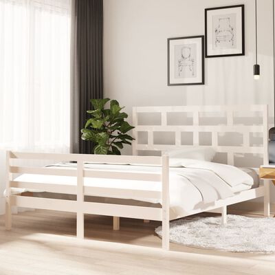 vidaXL Giroletto Bianco in Legno Massello di Pino 160x200 cm