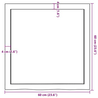 vidaXL Piano Bagno Marrone 60x60x(2-4) cm Legno Massello Trattato