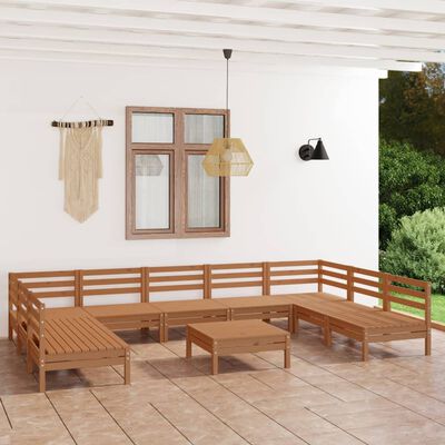 vidaXL Set Salotto da Giardino 10 pz in Legno Massello di Pino ambra