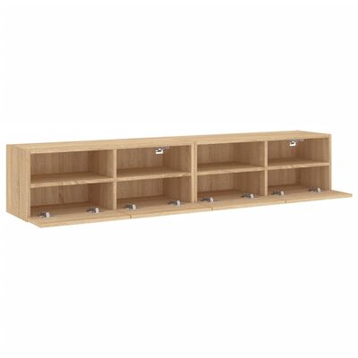 vidaXL Mobili TV Parete 2pz Rovere Sonoma 80x30x30cm Legno Multistrato