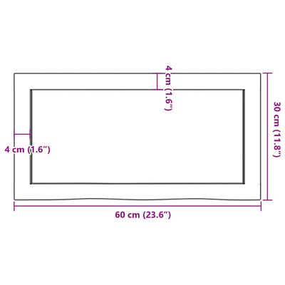 vidaXL Piano Bagno Marrone 60x30x(2-4) cm Legno Massello Trattato