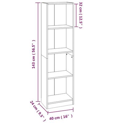 vidaXL Libreria 4 Ripiani Grigio Sonoma 40x24x143 cm Legno Multistrato