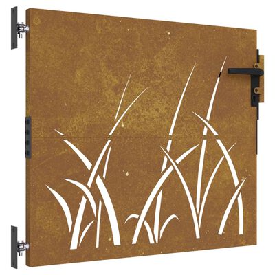 vidaXL Cancello da Giardino 85x100 cm in Acciaio Corten Design Erba