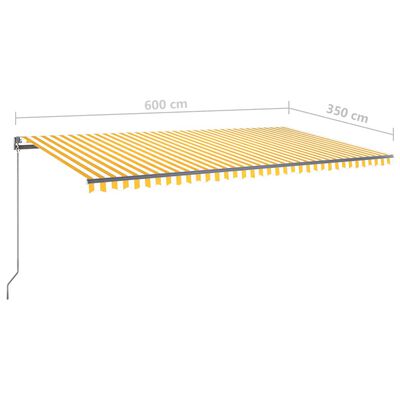 vidaXL Tenda Automatica con Sensore Vento LED 600x350 cm Gialla Bianca