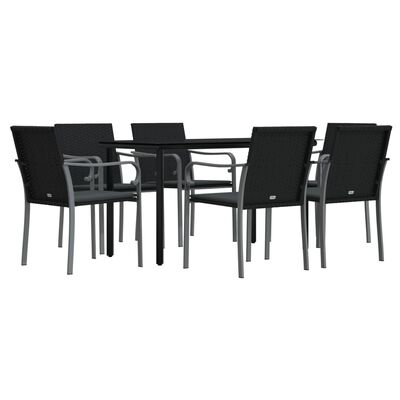 vidaXL Set Pranzo da Giardino 7 pz con Cuscini in Polyrattan e Acciaio