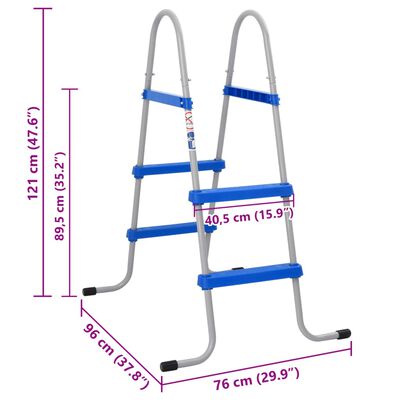 vidaXL Scaletta per Piscina Fuori Terra 84 cm in Acciaio e Plastica