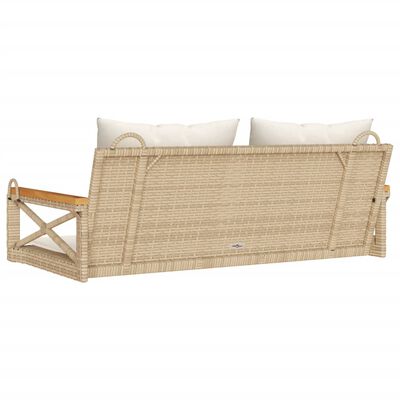 vidaXL Panchina a Dondolo con Cuscini Beige 109x62x40 cm in Polyrattan