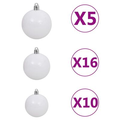 vidaXL Albero Natale Incernierato con 300 LED e Palline 180 cm