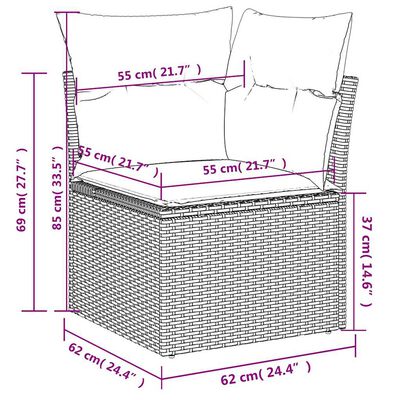 vidaXL Set Divano da Giardino 6 pz con Cuscini Nero in Polyrattan