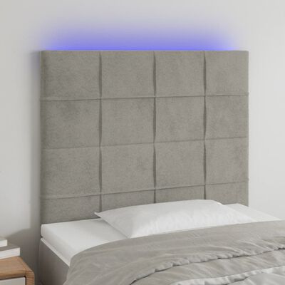 vidaXL Testiera a LED Grigio Chiaro 90x5x118/128 cm in Velluto