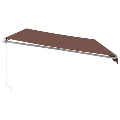 vidaXL Tenda da Sole Retrattile Manuale con LED Marrone 600x350 cm