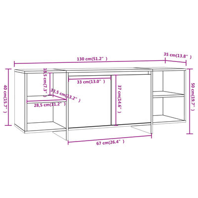 vidaXL Mobile Porta TV Nero 130x35x50 cm in Truciolato