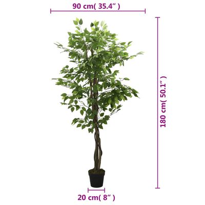 vidaXL Albero di Ficus Artificiale 1008 Foglie 180 cm Verde