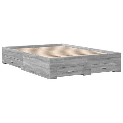 vidaXL Giroletto Cassetti Grigio Sonoma 140x190 cm Legno Multistrato