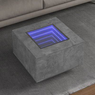 vidaXL Tavolino Salotto con LED Grigio Cemento 60x60x40 cm Multistrato