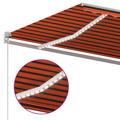 vidaXL Tenda da Sole Retrattile Manuale LED 600x350 cm Arancio Marrone