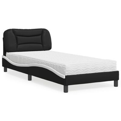 vidaXL Letto con Materasso Nero e Bianco 80x200 cm in Similpelle