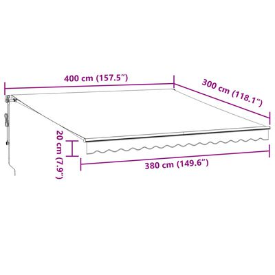 vidaXL Tenda Retrattile Automatica LED Antracite e Bianco 400x300 cm