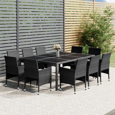 vidaXL Set Pranzo da Giardino 11pz in Polyrattan Grigio