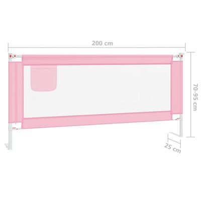 vidaXL Sponda Letto di Sicurezza per Bambini Rosa 200x25 cm Tessuto