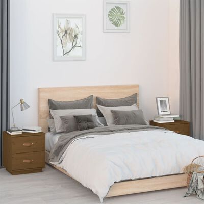  vidaXL Comodini 2 pz Ambrati 40x34x45 cm in Legno Massello di Pino