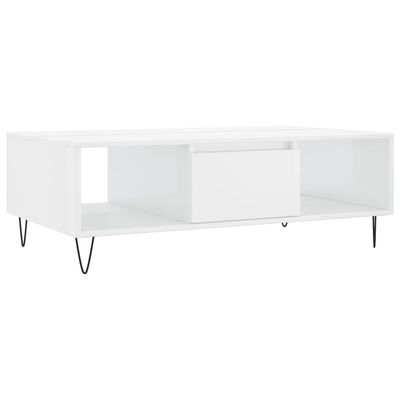 vidaXL Tavolino da Salotto Bianco Lucido 104x60x35cm Legno Multistrato