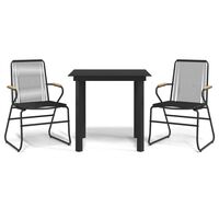 vidaXL Set da Pranzo da Giardino 3 pz Nero in Rattan PVC