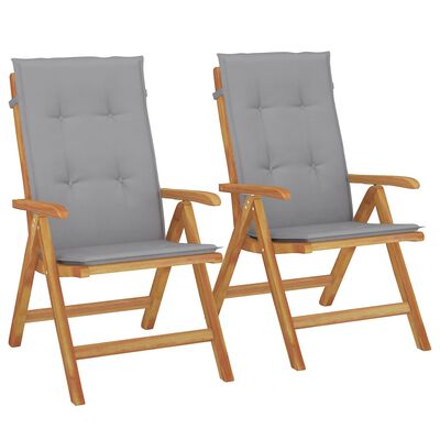 vidaXL Sedie da Giardino Reclinabili con Cuscini 2 pz in Legno di Teak