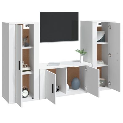 vidaXL Set Mobili Porta TV 3 pz Bianco in Legno Multistrato