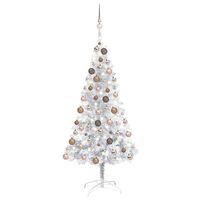 vidaXL Albero di Natale Preilluminato con Palline Argento 150 cm PET